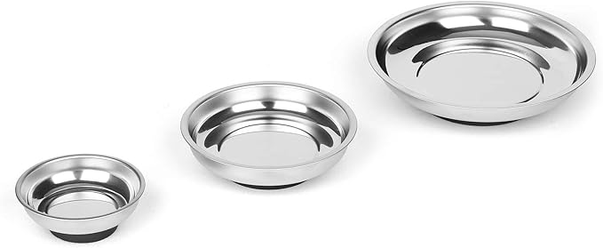 Mayouko 3-Piece Round Magnetic Trays Set, 3" 4" 6", Trays Tool Holder for Screws and Tools