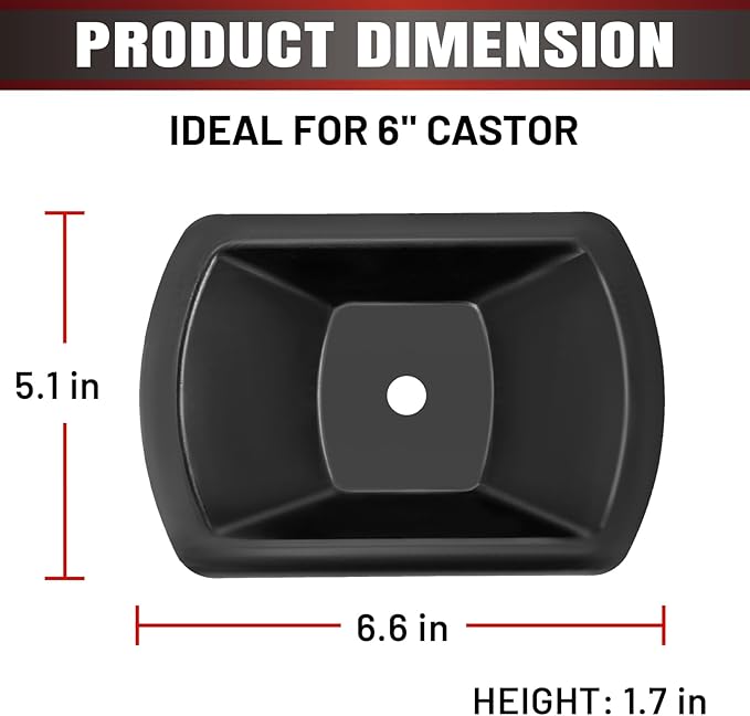 HOXWELL Rubber Wheel Dock for Trailer Tongue Jack, Suit for 6" Castor, Heavy Duty Wheel Dock 1 Pack for Cargo Camper RV Boat Roller Stopper, 6 in Caster Chock Easy to Store and Transport, Black