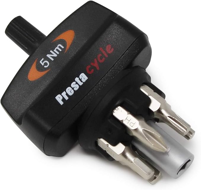 Prestacycle Mini Bike TorqKeys - Preset Torque Tool w/6 Bits & Holder – Compatible with Standard 1/4" hex bit - Choose from Sizes: 3Nm, 4Nm, 5Nm.