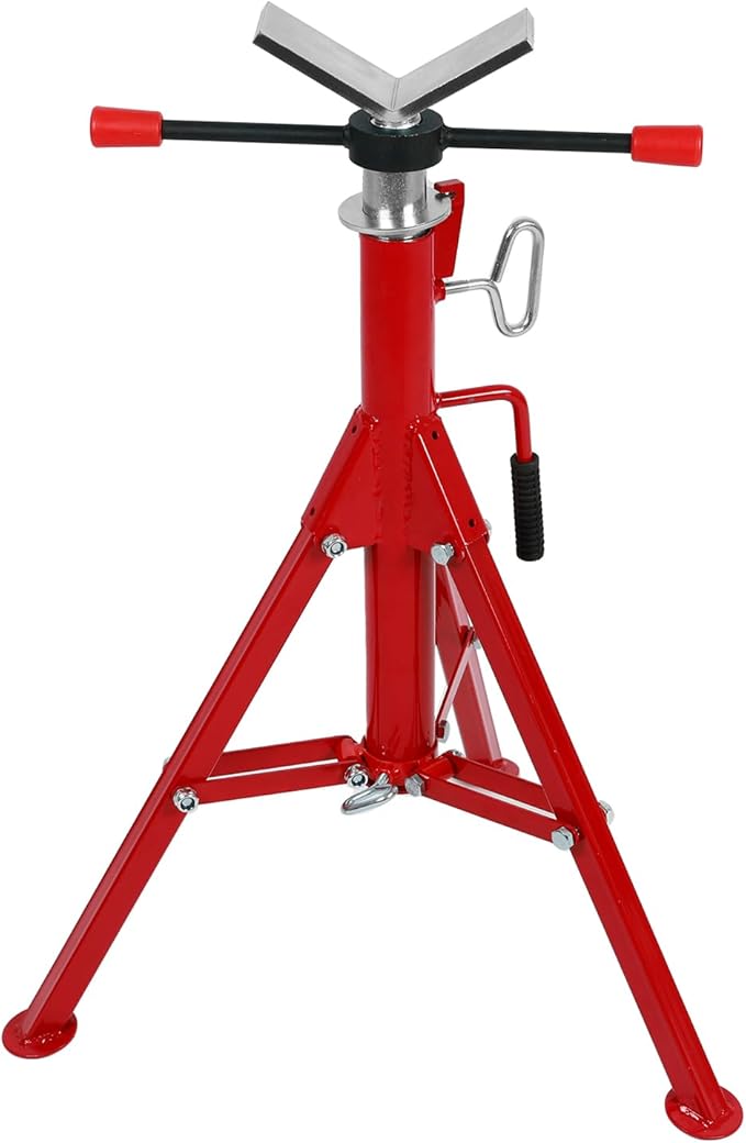 BLACKHORSE-RACING V Head Pipe Stand, 28"-52" Adjustable Height, 2500 LB Maximum Weight Limit, 1/2"-12" Pipe Support, Steel Folding Portable Pipe Stand Jack
