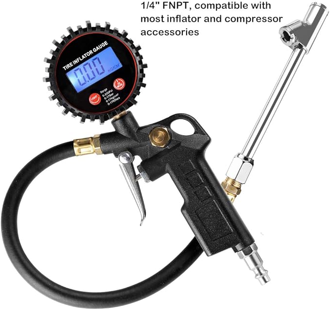 CZC AUTO Heavy Duty Inflatable Air Chuck, Straight on Foot Dual Head Truck Tire Chuck, 1/4" FNPT Extension Stem Compatible with Inflator Air Pump Compressor Accessories for Truck Bus Car Motorcycle