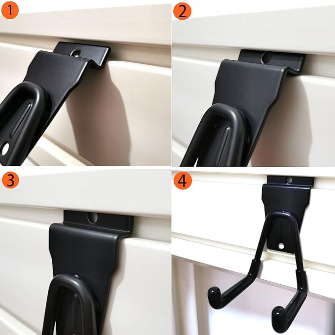 Slatwall Accessories, Black Slatwall Hooks and Hangers, Sturdy Slat Wall Accessory, 8 Pack