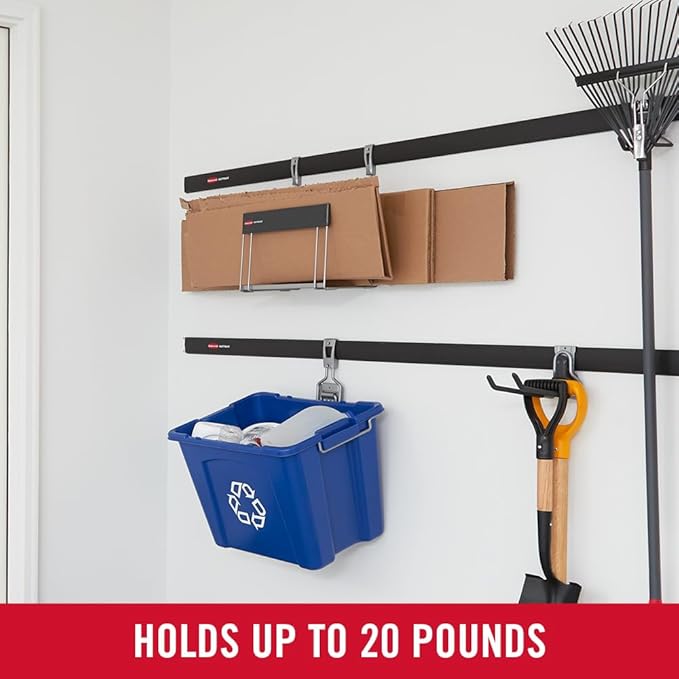 Rubbermaid Garage FastTrack Recycled Cardboard Holder, Wall Mounted Recycling System, Holds up to 20 pounds, Satin Nickel, for Home/Garage