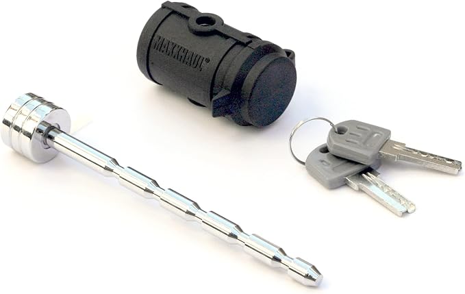 MaxxHaul Trailer Tongue Coupler Lock - Adjustable Trailer Tongue Pin, 1/4" Diameter, Fits 1" to 3" Latch-Type Coupler for RV, Truck Towing