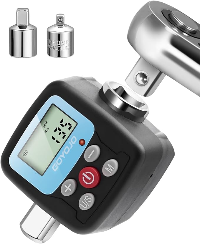 GOYOJO Digital Torque Wrench Adapter, 4-135Nm (2.95-99.6 ft-lb) Electronic Torque Converter with Digital Display, 1/2", 1/4", 3/8" Adapters for Motorcycles, Engine Maintenance, and Versatile DIY Use