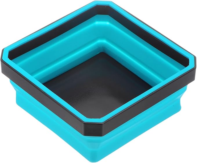 HARFINGTON Collapsible Magnetic Parts Tray Foldable Tool Trays Square Small Metal Parts Organiser for Fixing Screw Bolts Nuts Washers Pins, Sky Blue