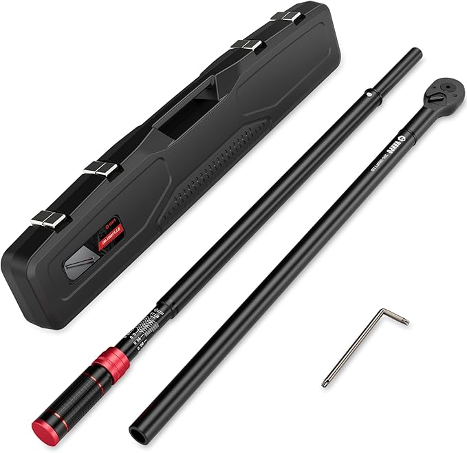 VANPO 1-Inch Drive Click Torque Wrench, 300-1800 Ft-Lb/406.5-2439.0 Nm, 70.87" Length, 24-Tooth, Heavy-Duty Click Torque Wrench Set with Hex Key for Trucks,Excavator, Engines