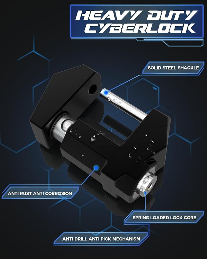 DEEAGLE Trailer Lock, Wide 1.2” Span, 1/4” Dia Trailer Coupler Tongue Lock, Wide Trailer Locks, Boat Trailer Locks for Towing Trailer Security, Black