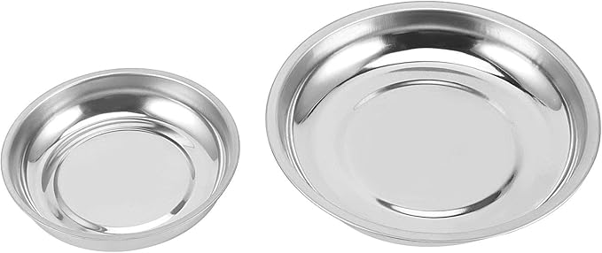 ZOENHOU 10 PCS 4” 6” Round Magnetic Tray, Stainless Steel Magnet Parts Tools Trays Parts Screw Holder Metal Collector for Mechanics Hobbyists Woodworker