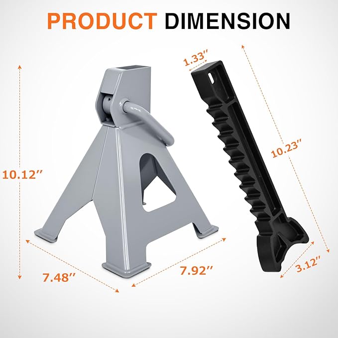 Nilight Jack Stands, 3 Ton (6,600 lbs) Capacity Heavy Duty Steel Car Lifting Stand, Adjustable Height 11.22" to 16.53", 1 Pair