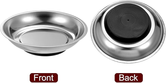 HARFINGTON Round Magnetic Tray 6" x 1.42" Stainless Steel Magnet Tool Tray Parts Holder for Socket Screw Nuts Bolts Pin Washers Metal Parts