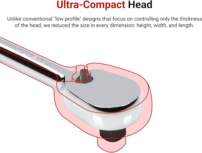 TEKTON 1/4 Inch Drive x 3 Inch Stubby Ratchet | SRH01003