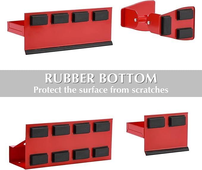 EMENTOL 4PCS Magnetic Tool Shelf Set, Tray, Paper Towel Holder, for Tool Organizer, Magnets Any Metal Surface, Red