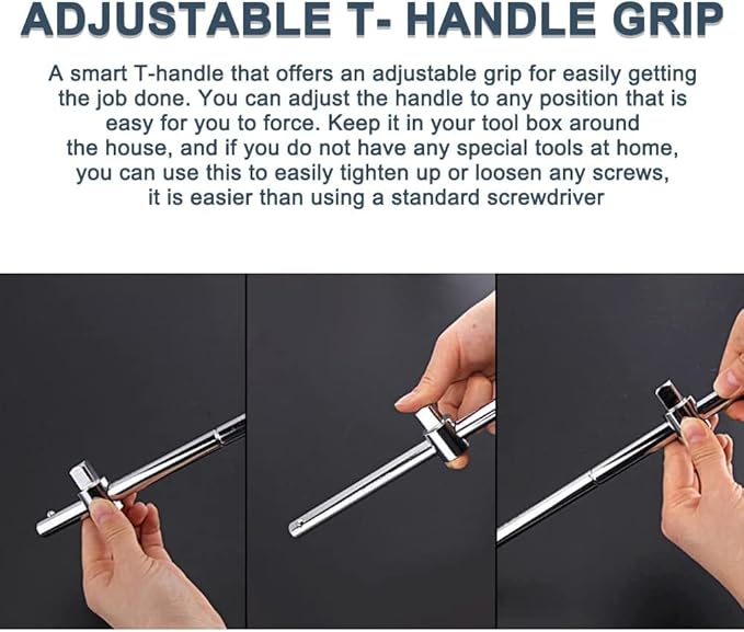 Utoolmart 1/4 Inch Drive Sliding Wrench Breaker Bar Adjustable T-Handle Socket Hand Tool 1Pcs