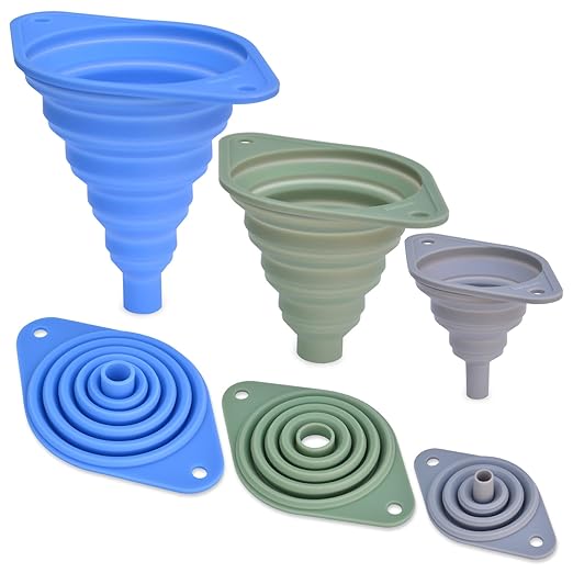 Kitchen Funnel Set of 3,Small and Large,Funnels for Kitchen Use Filling Bottle,Folding Silicone Funnel Used for Transferring Liquids in The Kitchen