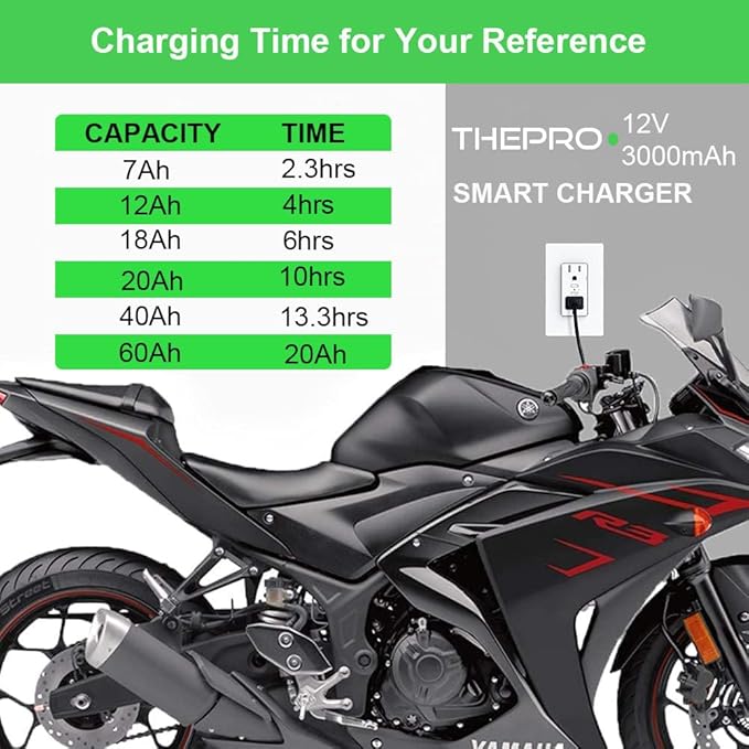 THEPRO 12V 3A LiFePO4 Battery Charger, Smart 14.6V Chargers for 12.8V Lithium Iron Phosphate Rechargeable Batteries