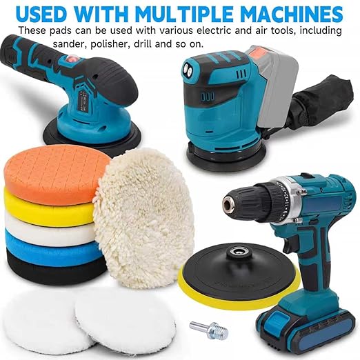6 Inch Buffing Polishing Pads&Wool Buffing Pad ，with M14 Drill and 6 Inch Backing for Car Buffer Polisher, Washing Cleaning Waxing Dusting, 10PCS