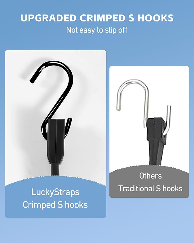 20 Pack Rubber Bungee Cords with Upgraded Hooks, 10 15 21 31 Inch Bungee Straps Heavy Duty Outdoor, Weatherproof Tarp Straps with 1.9X Max Stretch & 100% Rubber for Cargo, Van, Truck, Motorcycle, etc