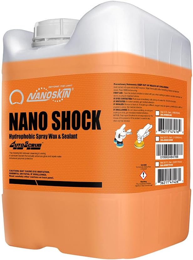 Nanoskin NANO SHOCK One-Step Ceramic Shield & Gloss 5 Gallons – SiO2 Spray Sealant, Clay Lubricant & Hydrophobic Coating | Easy Spray-On Wipe-Off Gloss for Cars, Trucks & RVs