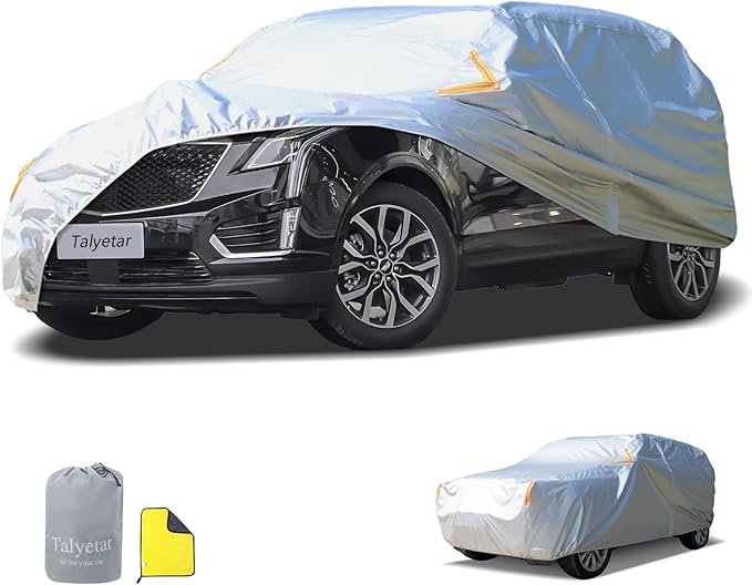 Car Cover Waterproof All Weather,Car Covers for Automobiles with Driver Door Zipper,Outdoor Car Cover Rain,Snow and UV Protection with Waterproof Adhesive Strip, Fit SUV-Length 185" to 190"
