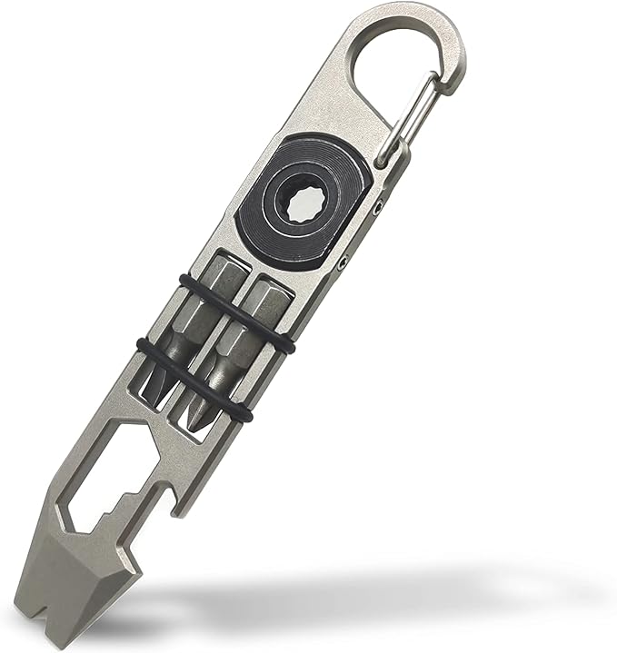 EDC Pry Bar,mighty bar,Titanium Keychain Multitool Tool,Can opener,Pocket Pry Bar with Wrench,Ratchet screwdrivers, Bottle Opener.