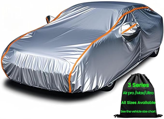 Outdoor Small Car Cover for Automobiles All Weather Waterproof Heavy Duty Full Exterior Covers Durability Scratch Free Cotton Fit Sedan Under 178"