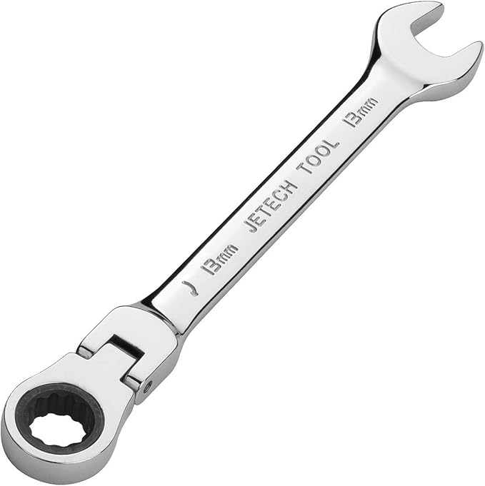 Jetech 13mm Flex-Head Ratcheting Combination Wrench, Premium Industrial Grade Spanner 72-Tooth Cr-V Steel - 180 Degree Flexible Box End Perfect for Tight Spaces, Auto & DIY Repair