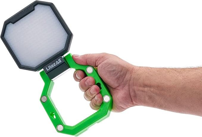 LitezAll 2000 Lumen Folding Work Light with Stand – Rechargeable Tower Light with Tripod, Compact Work Lights on Stand, Portable with Power Bank