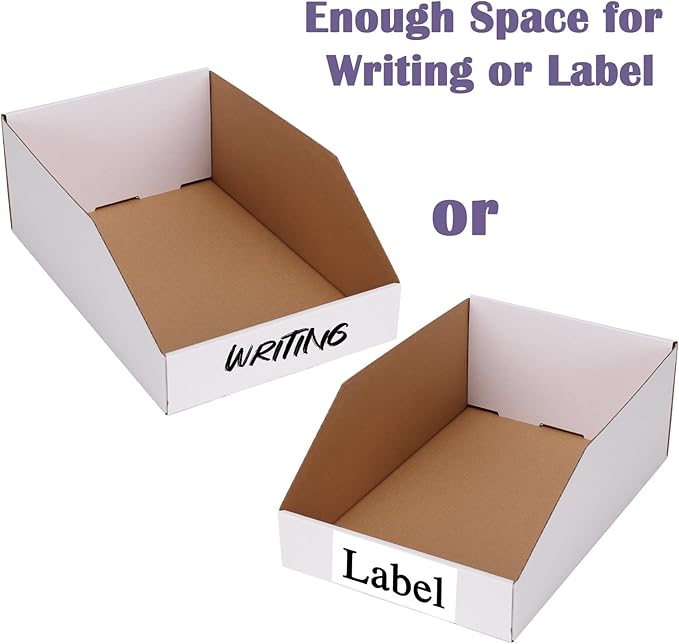 EXYGLO Cardboard Boxes, Pack of 35 Corrugated Storage Bins 12x8x4.5 inch Pantry Organizer Bins for Shelves Garage Office Organization