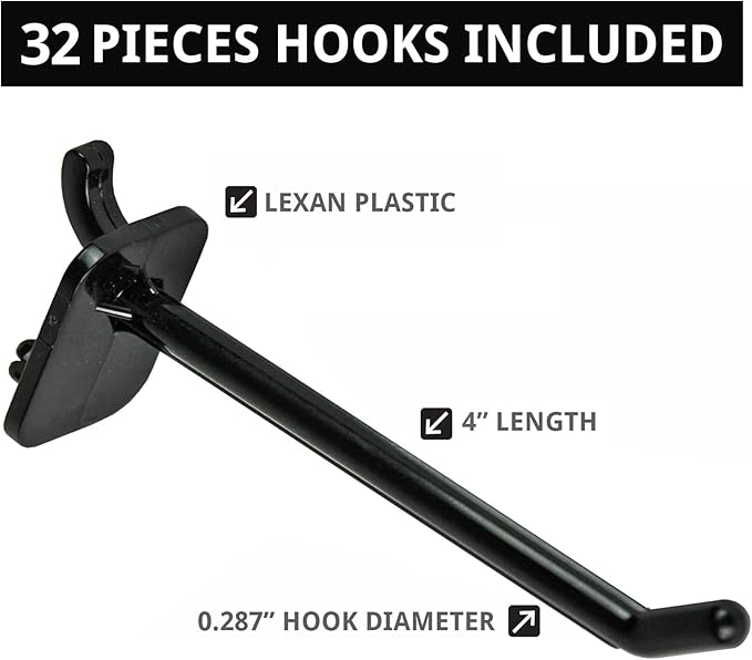 Azar Displays 701414-BLK-4B32 Rotating Countertop Display Kit with Peg Hooks Included, Pegboard Spinner Organizer, Jewelry Organizer Retail Display Necklace Holder Craft Storage,Black 14"x14"x20"
