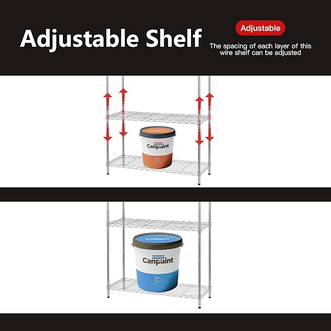 5 Tier Wire Shelving Unit 72"x36"x14"Storage Shelves Metal Wire Shelf Storage Rack Adjustable Commercial Organizer Heavy Duty Layer Unit for Restaurant Garage Pantry Kitchen Office (Chrome)