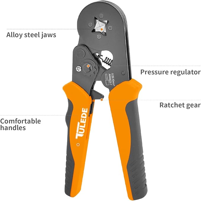 Ferrule Crimping Tool, Wire Ferrule Kit with 1200PCS Wire End Ferrules & Crimper Plier, Adjustable Ratchet Pliers for AWG 23-7 (0.25-10mm²) Electrical Wire Connectors