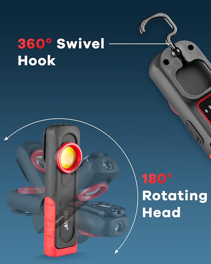 2 Pack Detailing Light Rechargeable, 600 Lumens Paint Inspection Light with Magnetic Base & Hook, CRI 95+, 2700/4500/6500K, Handheld Paint Correction Swirl Finder Light for Detailing & Color Matching