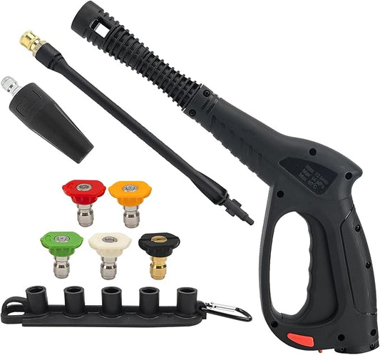 Bear Force Replacement Pressure Washer Spray Gun Kit With Lance, 5 Spray Tips, Turbo Nozzle & Holder - Compatible With Portland, Husky, Ford, Pulsar, ShopForce, Taskforce Powerwasher