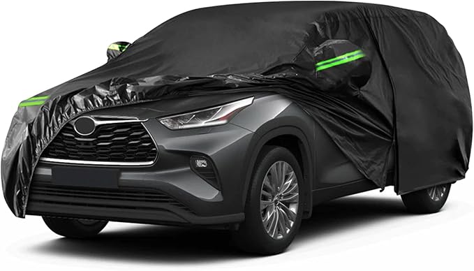 Waterproof Car Cover Replace for 2008-2025 Toyota Highlander, 6 Layers All Weather Custom-Fit Car Covers with Zipper Door for Snow Rain Dust Hail Protection (Highlander)