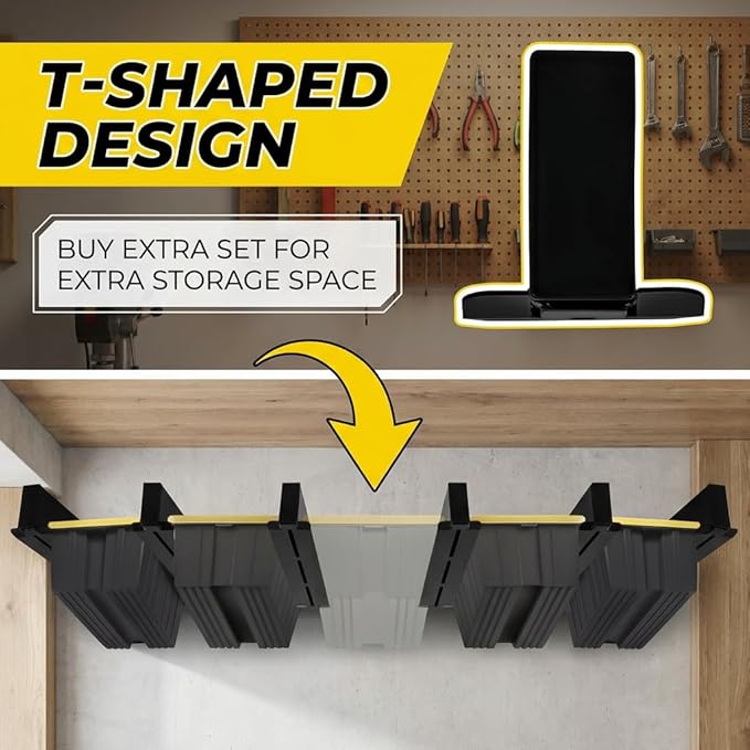Overhead Garage Storage Rack,Garage Ceiling Storage 5 Rails Set, Overhead Storage Rack to Hold 4 Plastic Totes, Metal Ceiling Racks for Garage Storage to Free Up Floor Space, Garage Organizer System