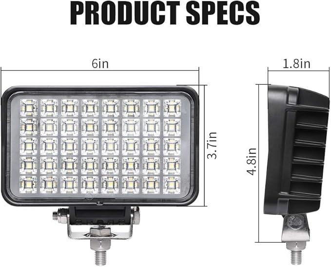 EXZEIT 6 Inch Led Work Light for Truck Tractor, 80W 6800Lumens Flood Light Off Road Light for Tractor SUV ATV, 12/24V