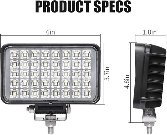 EXZEIT 6 Inch Led Work Light for Truck Tractor, 80W 6800Lumens Flood Light Off Road Light for Tractor SUV ATV, 12/24V