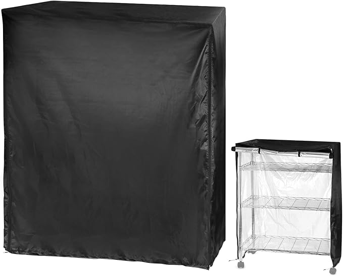 QWORK Wire Rack Cover - 60"x24"x72", Oxford Cloth, Keeps Rack Clean, for Home, Office, Storage & Garage, Black
