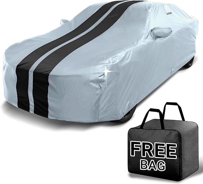 iCarCover Custom Car Cover for Mercedes-Benz 320TE Wagon (1993-1994) Waterproof All-Weather Rain Snow UV Sun Protector Full Exterior Indoor Outdoor Car Cover (Stripe - Gray/Black)