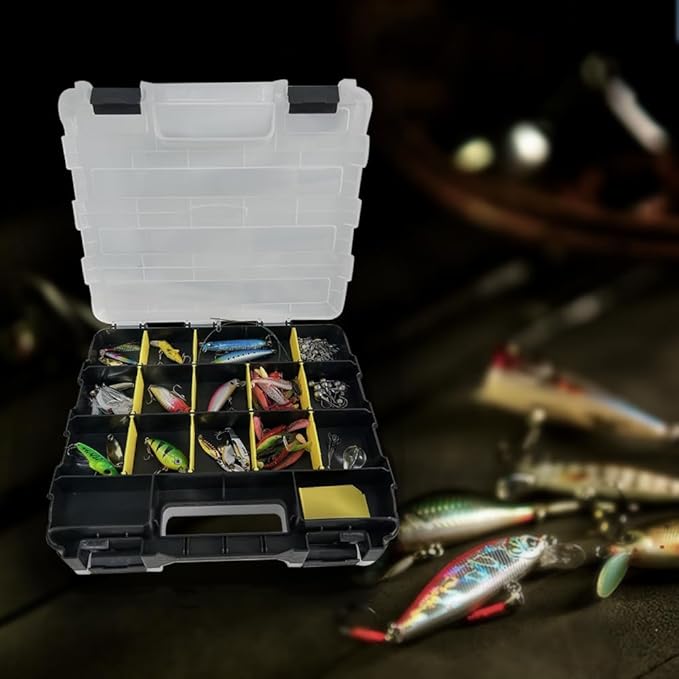 Tool Box Storage Organizer, TONGQI 34-Compartment Double Side Small Parts Box with Removable Plastic Dividers for Hardware, Screws, Bolts, Nails, Jewelry and Fishing Accessories, 1 Pack