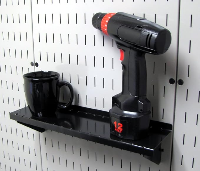 Wall Control Shelf 4in Deep Pegboard Shelf Assembly Pegboard and Slotted Tool Board - Black