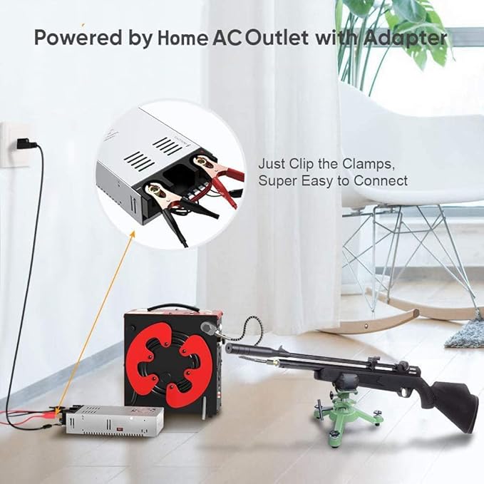 GX PUMP GX-E-CS3 PCP Air Compressor, Auto-Stop,Oil-Free, Built-in Water-Oil Separator Filter, Powered by Car 12V DC or Home 110V AC w/Converter,4500Psi/30Mpa,Paintball Air Compressor Pump