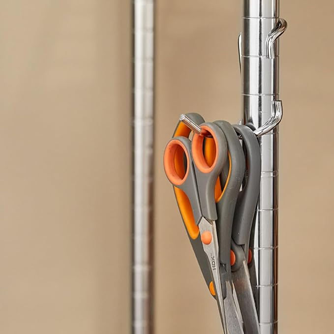 Shelf Pole Hooks 5-Pack | Chrome Variety Pack for Hanging | Snap-On Hooks for 1 Inch Poles | Wire & Metal Shelving Hooks for Kitchen, Garage & Home Organization