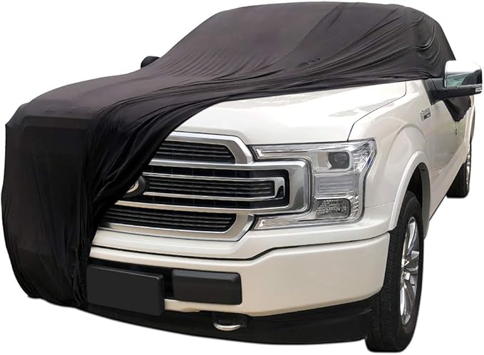 WinPower Indoor Car Cover Stretch Cloth Dust-Proof Underground Garage Car Show for Pickup Truck, Large SUV, Black, 232 x 82 x 77 inches
