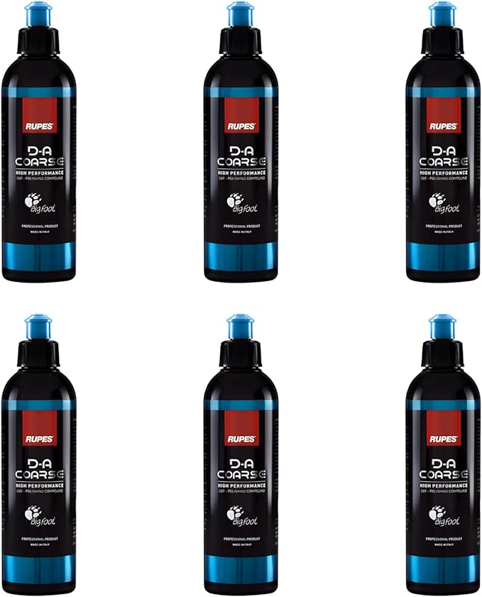 RUPES 9.DACOARSE250 Pack of 6 Blue 250 ml D-A Coarse High Performance Cut Polishing Compounds for Car Detailing & Removing Scratches | Moderate to Severe Defect Removal | Reduces Oxidation