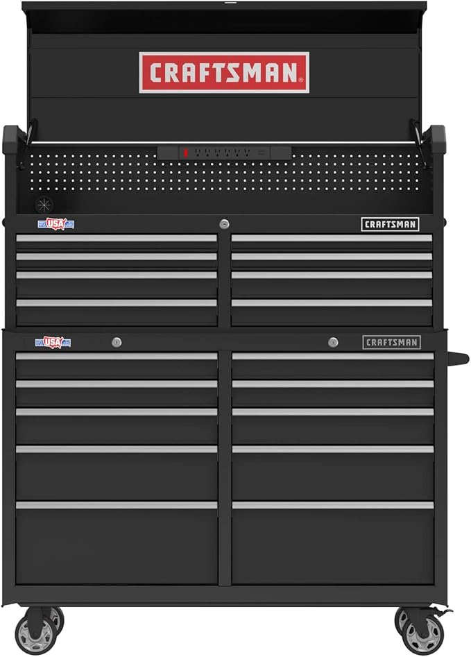 CRAFTSMAN S2000 52" Tool Chest, 10-Drawer Rolling Tool Storage Cabinet with Tray and Holder, Black (CMST352102BK)