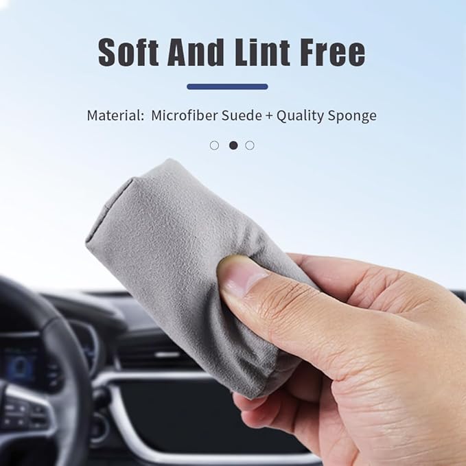 Microfiber Applicator Pad, Car Detailing Suede Sponge Applicator, 6Pcs Coating Sponge Pads for Cars, Ceramic Spray Coating, Applying Wax, Sealants & Other Conditioners-（6pcs）
