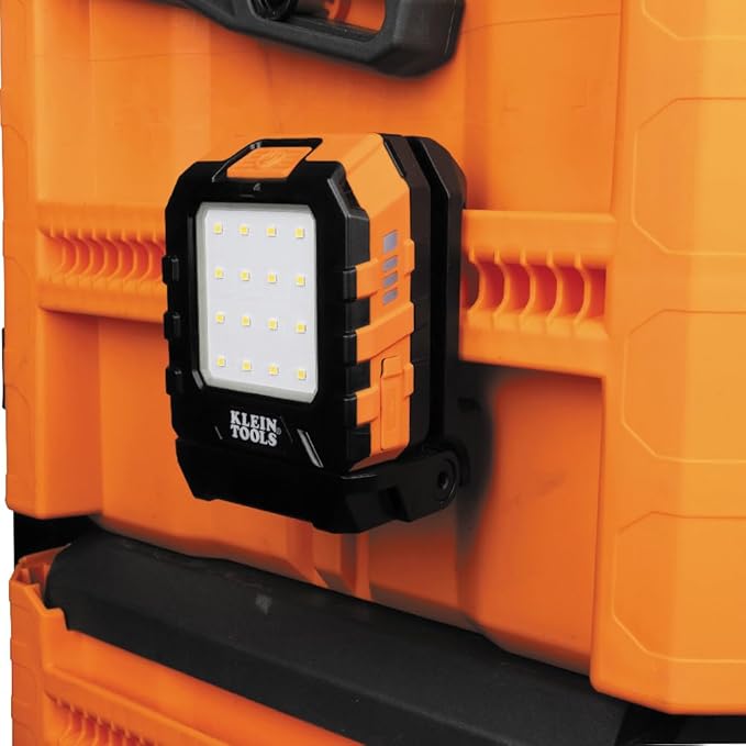 Klein Tools 56416 Rechargeable LED Work Light, 1000-Lumens, Magnetic Work Light with 3 Modes, 360-Degree Rotation and Kickstand, Compatible with MODbox Rail System