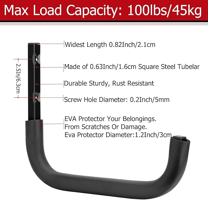 Large Garage Storage Hooks, 12.4 Inch Heavy Duty Garage Storage Organizer Wall Mount Hanging Hanger, Each Max Load 100lbs